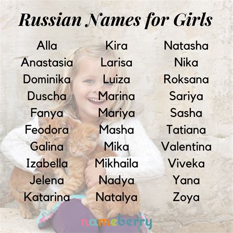 russische meisjes namen|120+ Russian Female Names: A Comprehensive List and Their。